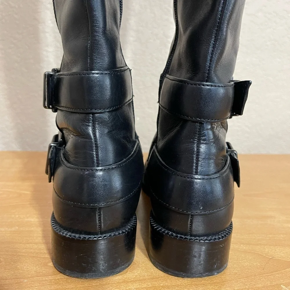 Via Spiga Bernadette Black Leather Riding Tall Boots